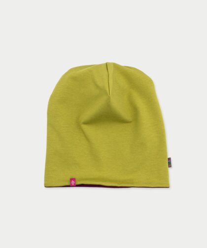 Beanie Mütze - avocado green & malaga pink