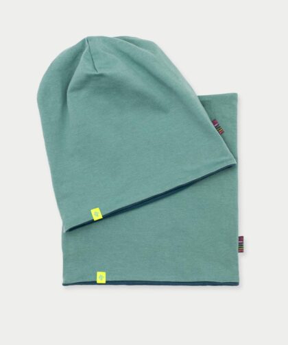 Beanie Mütze & Loop Set - sea green & steel blue