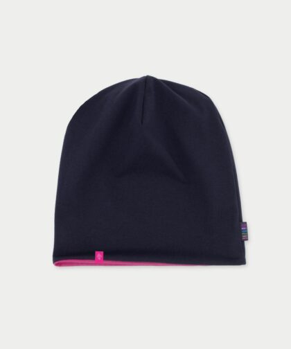 Beanie Mütze - denim blue & hot pink