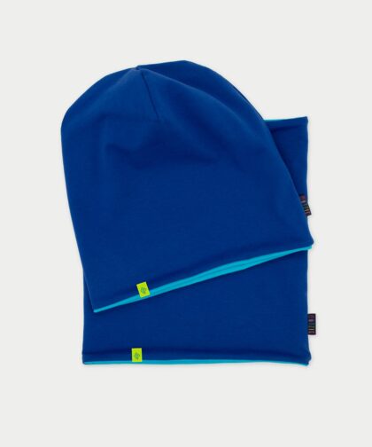 Beanie Mütze & Loop Set - cobalt blue & aqua blue