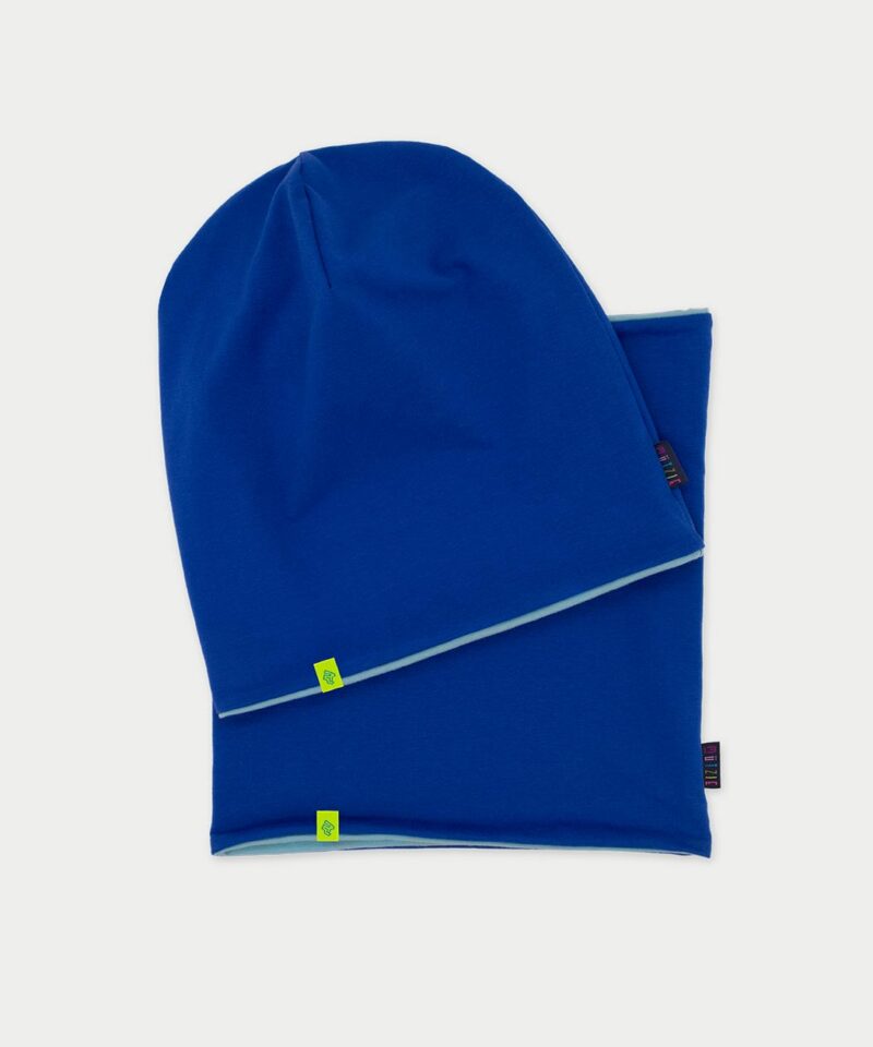 Beanie Mütze & Loop Set - cobalt blue & storm blue